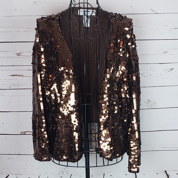Adrianna Papell Jackets & Blazers - Adrianna Papell Brown Sequined Evening Jacket